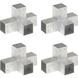 vidaXL Conectores De Postes En X 4 Uds Metal Galvanizado 81x81 mm