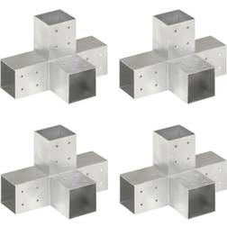 vidaXL Tolppaliittimet 4 kpl X-muoto Galvanoitu Metalli 81x81 mm
