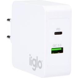 Iiglo universal oplader til telefon og tablet USB-C & USB-A