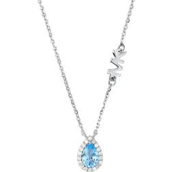 Michael Kors Pear Shaped Halo Necklace - Silver/Blue/Transparent