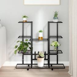 vidaXL blomsterstativ med hjul jern sort Plantekasse