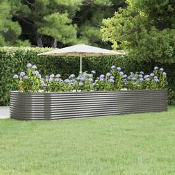 vidaXL Jardinera Arriate Acero Recubrimiento Polvo Gris 447x140x68 cm