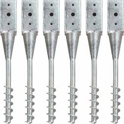vidaXL Picchetti di Terra 6 pz Argento 7x7x56 cm in Acciaio Zincato