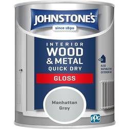 Johnstone's Johnstones Interior Wood Metal Quick Dry Gloss Paint Metal Paint Grey 0.75L