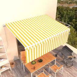 Be Basic Toldo Retráctil Manual Con Persiana Amarillo Y Blanco 4x3 m