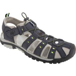 PDQ Mens Toggle & Touch Fastening Synthetic Nubuck Trail Sandals (10 UK) (Grey/Red)