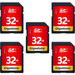 Gigastone 32GB 5 Pack SD Card UHS-I U1 Class 10 SDHC Memory Card High-Speed Full HD Video Canon Nikon Sony Pentax Kodak Olympus Panasonic Digital