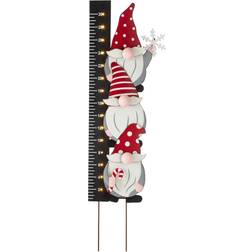 GlitzHome 36"H Lighted Wooden Gnome Snow Gauge Yard