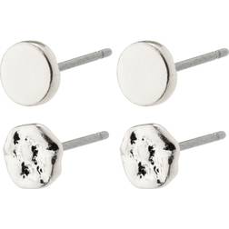 Pilgrim Leaf 2-in-1 Earrings Set - Silver