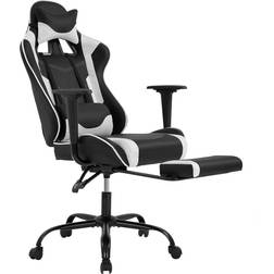 BestOffice Ergonomic PC Gaming Chair with Footrest - Black/White