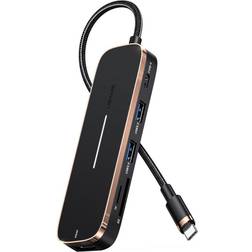 Usams Adapter HUB 2xUSB USB-C + HDMI + Micro SD+SD czarny/black SJ575HUB01 US-SJ575