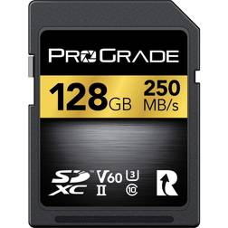 SD UHS-II V60-kort på 128 GB – skrivhastighet på upp till 130 MB/s, läshastighet på 250 MB/s, för professionella vloggare, filmskapare, fotografer & innehållsskapare, av Prograde Digital