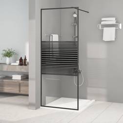 vidaXL Parete Doccia Walk In Nera 80x195 cm In Vetro Trasparente ESG