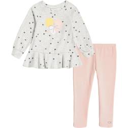 Calvin Klein Little Girl's Tunic and Leggings 2-Piece Set - Heather/English Rose