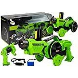 LEANToys Pistol Launcher Car 2 in 1 Remote Controlled Foam Rounds Green