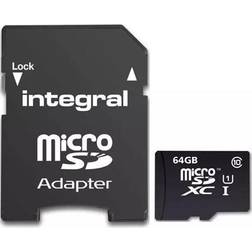 Integral Carte microSDXC UltimaPro 64 Go avec adaptateur SD, UHS-I