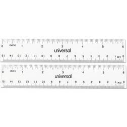 Universal Clear Plastic Ruler, Standard/Metric, 6', 2/Pack