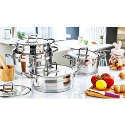 Evimsaray Safir Series 8-piece Set Cookware Set with lid