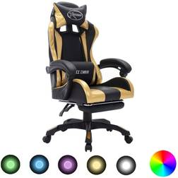 vidaXL Sedia Da Gaming Con Luci A Led Rgb Oro E Nera In Similpelle