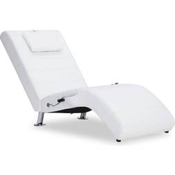 vidaXL Chaise longue de massage avec oreiller Blanc Similicuir White