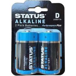 Status D Cell Alkaline Batteries 2 Pack