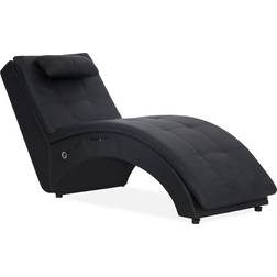 vidaXL Chaise longue de massage avec oreiller Noir Similicuir Noir