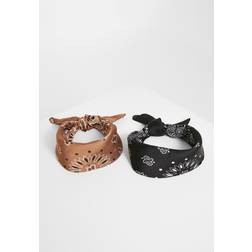 Urban Classics Satin Bandana 2-Pack black+cognac