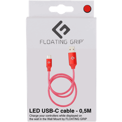 Floating Grip LED USB-C kabel - Rød - 0.5