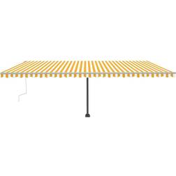 vidaXL Tenda Da Sole Retrattile Manuale LED 600x350 cm Giallo Bianco