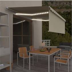 vidaXL markise + LED-lys 4x3 m manuel cremefarvet