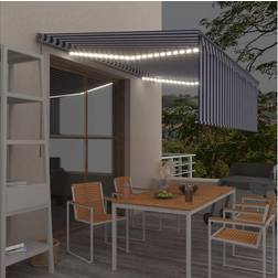 vidaXL Tenda Sole Retrattile Manuale con LED 4x3m Blu e Bianco