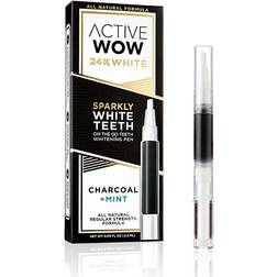 Active Wow 24K White Sparkly Teeth Whitening Pen Charcoal Mint