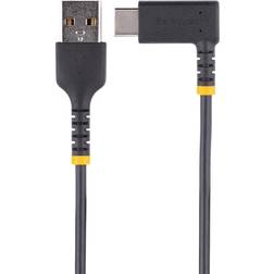 StarTech 1ft 30cm USB A to C Charging Cable Right Angle, Heavy Duty Fast Charge USB-C Cable, USB 2.0 A to Type-C, Durable and Rugged
