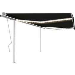 vidaXL Tenda Da Sole Retrattile Manuale Con LED 4x3,5 m Antracite
