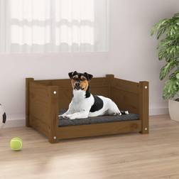 vidaXL hundeseng 55,5x45,5x28 massivt fyrretræ gyldenbrun