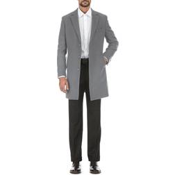 English Laundry Men's Solid Notch Lapel Overcoat