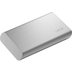 Seagate LaCie Portable SSD, 2 TB, Extern SSD, Moon Silver, USB-C, USB 3.2 Gen 2, Hastigheter upp till 1050 MB/s, för Mac/PC/iPad, 1 månad Adobe CC, 3 års Rescue Services (STKS2000400)