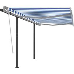 vidaXL Tenda Da Sole Retrattile Automatica Pali 3.5x2.5 m Blu 350x250cm