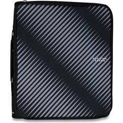 Star 2 3-Ring Zipper Binder, Black/Gray Zebra