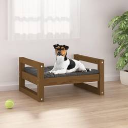 vidaXL hundeseng 55,5x45,5x28 massivt fyrretræ gyldenbrun