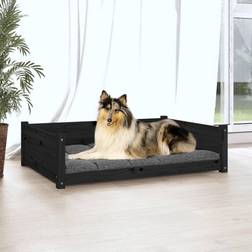 vidaXL Cuccia Per Cani Nera 95.5x65.5x28 cm In Legno Massello Di Pino