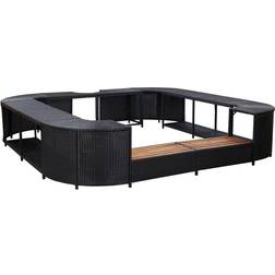 vidaXL Square Spa Surround Black 105.5"x105.5"x21.7" Poly Rattan