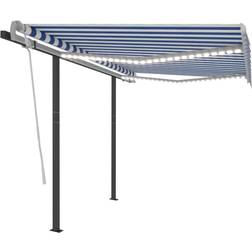 vidaXL Toldo Manual Retráctil Con Luz LED Azul Y Blanco 3x2,5 m