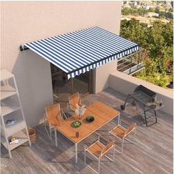 vidaXL Tenda Da Sole Retrattile Automatica 450x350 cm Blu e Bianca 450x350cm