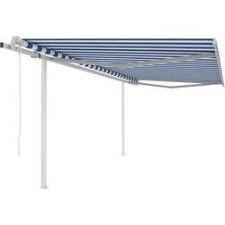 vidaXL Toldo Retráctil Automático Con Postes Azul Y Blanco 4x3 m