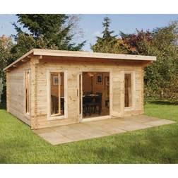 Forest Garden Mendip 5.0m 4.0m Log Cabin Double Glazed, 34kg Plus (Building Area )