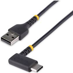 StarTech 6ft 2m USB A to C Charging Cable Right Angle, Heavy Duty Fast Charge USB-C Cable, USB 2.0 A to Type-C, Durable and Rugged