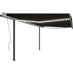 vidaXL Toldo Manual Retráctil Con LED Gris 4x3,5 m