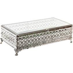 Dkd Home Decor Caja-Joyero Cristal Plateado Metal (25,5 x 12,5 x 7,5 cm)