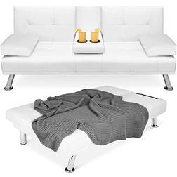 Best Choice Products Modern Futon White Sofa 65.2" 2 Seater